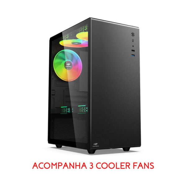 Gabinete Gamer sem Fonte com 3 Fans, C3TECH MT-G200BK Preto