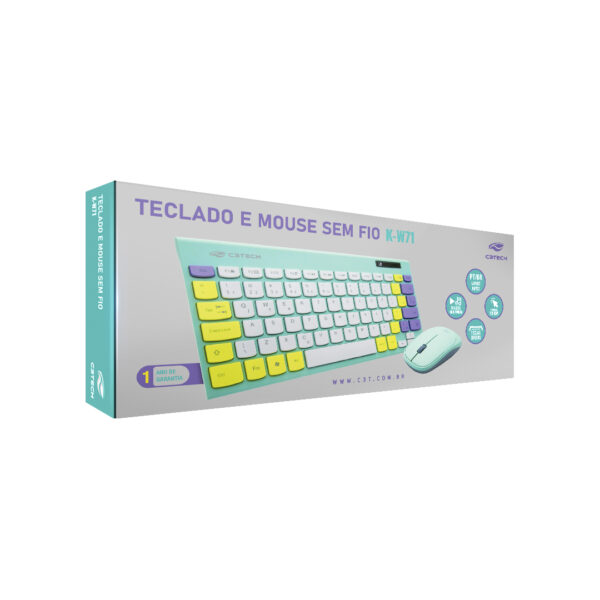 Kit Teclado e Mouse sem Fio Verde, C3TECH K-W71GN - Image 4