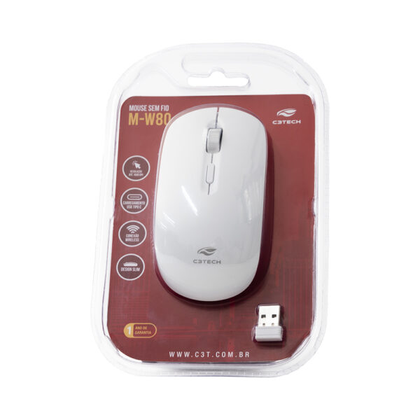 Mouse sem Fio Recarregavel Branco, C3TECH M-W80 WH - Image 4