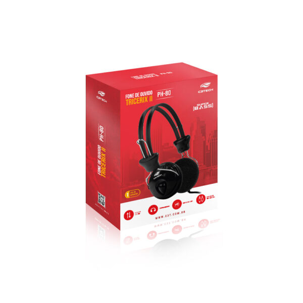 Fone com Microfone Headset Tricerix II, C3TECH PH-80BK (P2) - Image 2