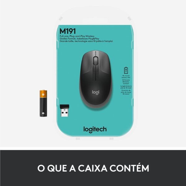 Mouse sem fio, LOGITECH M190 Preto - Image 2