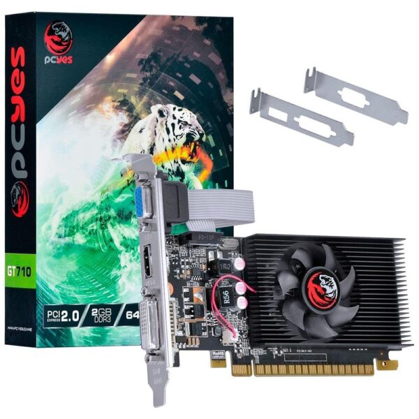 Placa de Vídeo PCI-e DDR3 2GB 64Bits, PC YES GT710